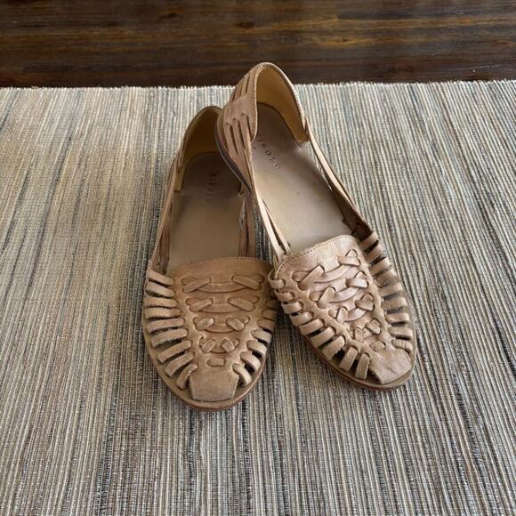 NISOLO | Women's Leather Slip-On Huarache Sandals in Almond Size 9.5 - Picture 3 of 4